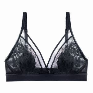 INTIMA บราลูกไม้บางพิเศษสำหรับผู้หญิงชุดชั้นในไร้สายบราบราไร้รอยต่อบราบราดันทรงสามเหลี่ยมฝรั่งเศสทรงคัพชุดชั้นในไร้รอยต่อสำหรับงานหน้าอกใหญ่ขนาดพิเศษ