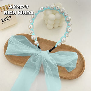 Bando Korea Wanita Dewasa Aksen Mutiara Pita Kain Melilit Kepang Aksesoris Bandana Mewah AK217 ZIORRA