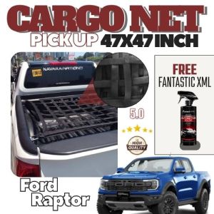 Cargo Net Pickup for Ford Raptor 47x47 Inch Heavy Duty Durable and Easy to Use With XML Spray