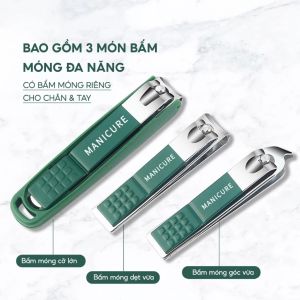 Bộ Bấm Móng Tay 6 Món Cao Cấp Manicure Kềm Cắt Móng Inox Chống Gỉ Dũa Kéo Lấy Khóe Hộp Tiện Lợi