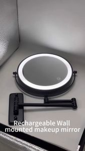 Wall Mounted Bathroom Mirror 10x Magnifying Makeup Mirror Adjustable Dimming Vanity Cosmetic Mirrors with Light 8 Inch Makeup Mirror Chrome 1x/10x Magnifying Double Side USB Charging Bathroom Smart Cosmetic Mirrors