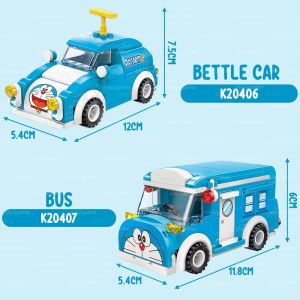 Qman Keeppley K20406 K20407 Doraemon Beatles Car And Bus Cartoon Character Building Block Brick