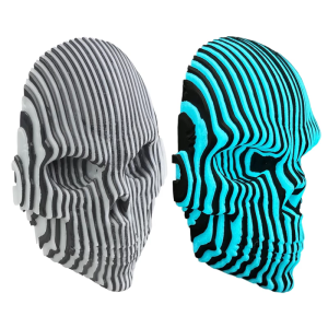 งานศิลปะหัวกะโหลกลายเส้นแนวตั้งแบบเรืองแสงที่เชื่อมต่อกันสำหรับการแสดงบนโต๊ะและไอเดียของขวัญสุดสร้างสรรค์