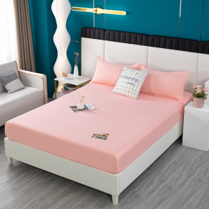 Bed Sheet Fitted Sheet Queen/Single/Double/King Size With Pillowcase Plain Colors Bedding Set