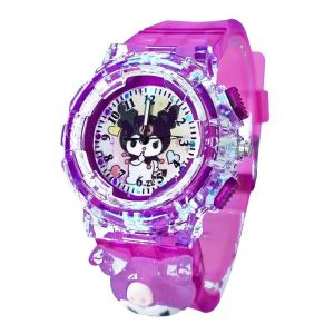 Sanrio Cartoon Watches with LED Flash Light Quartz Movement Kids Watches Kawaii My Melody Kuromi Cinnamoroll Luminous Watch Student Watch Gifts for Kids Digital watch