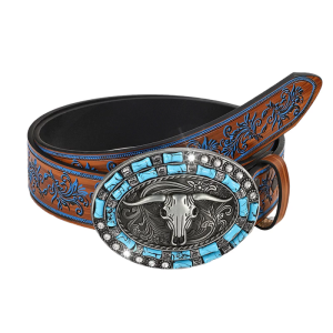 Western Theme Bull Head Buckles Belt Adjustable Waistband for Men Daily Wear Cowboy And Casual Outfit Accessory