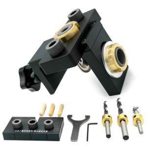 3-In-1 Adjustable Locating Pin Jig Woodworking Pocket Hole Jig Dengan Mata Bor Untuk Pengeboran Panduan Locator Punch Tool