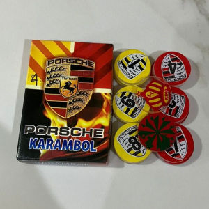Biji Karambol Tebal 4 mm Motif Porsche / Random | Koin Krambol Satu Lapis Original | Keping Kerambol 4mm | Coin Carambol Carrom Games
