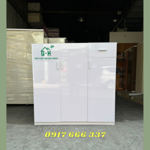 TỦ NHỰA ĐỰNG GIÀY DÉP 3 CÁNH 1 NGĂN KÉO MÀU TRẮNG TINH - GIAO HỎA TỐC