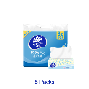【SG Seller】[Bundle Of 8] Vinda Facial Tissue Care & Strong Series 3 PLY Tear Resistant Unscented