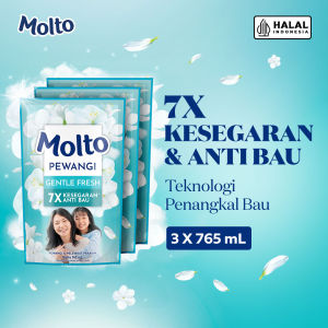 [Paket isi 3] Molto Pewangi Pakaian Gentle Fresh 7x Kesegaran & Anti Bau 765ml