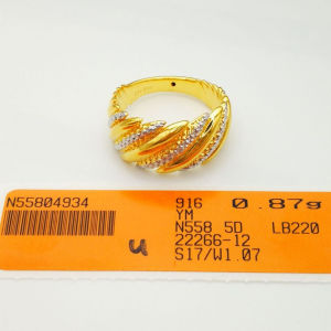 YON HING Cincin Fashion 2 Tone Kosong (5D) Emas 916