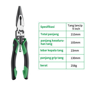 ISKU Tang Kombinasi Multifungsi Tang kawat 8.5 inch Tang Potong 8 inch Tang Lancip 8.5 inch Linesman Pliers Wire Cutter Bahan Baja vanadium krom