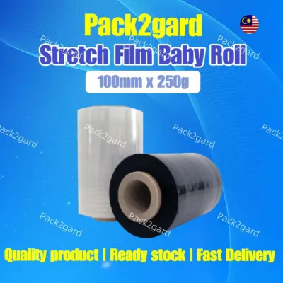Pack2gard Baby Roll Stretch Film /Clear/Black/Semi recycled /100mm x 250 or 200gm / 23 micron