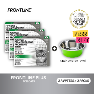 Frontline Plus For Cats 3 Pipettes x 3 Boxes Anti Tick And Flea Spot-On Anti Itch Pulgas Garapata Safe For Lactating and Pregnant Cats No Prescription Required