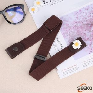 Seeko Fashion no holes square buckle multi-purpose belt canvas material invisible seamless belt