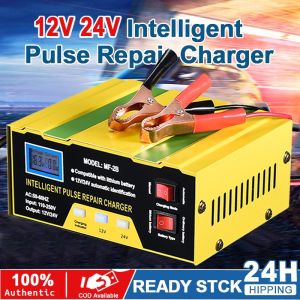 LUGG【Local Delivery】Car Battery Charger 12V 24V Heavy Duty Japan for Motorcycle Intelligent Pulse Repair Baterrycharger Fast Charging Automatic Voltage Power Saving