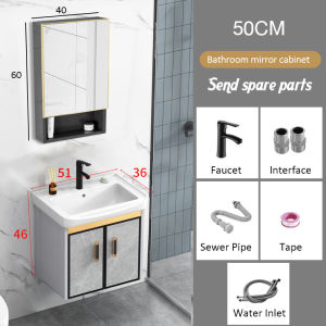 BAILU 50cm aluminum alloy bathroom cabinet set mirror box ceramic basin sink with mirror cabinet