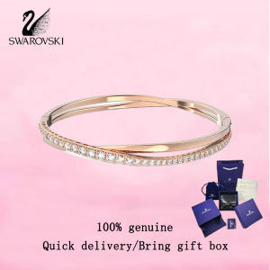 💎 Swarovski 💎 Womens fashion bracelet Rose gold twist bracelet with white diamonds Valentines Day gift Birthday gift