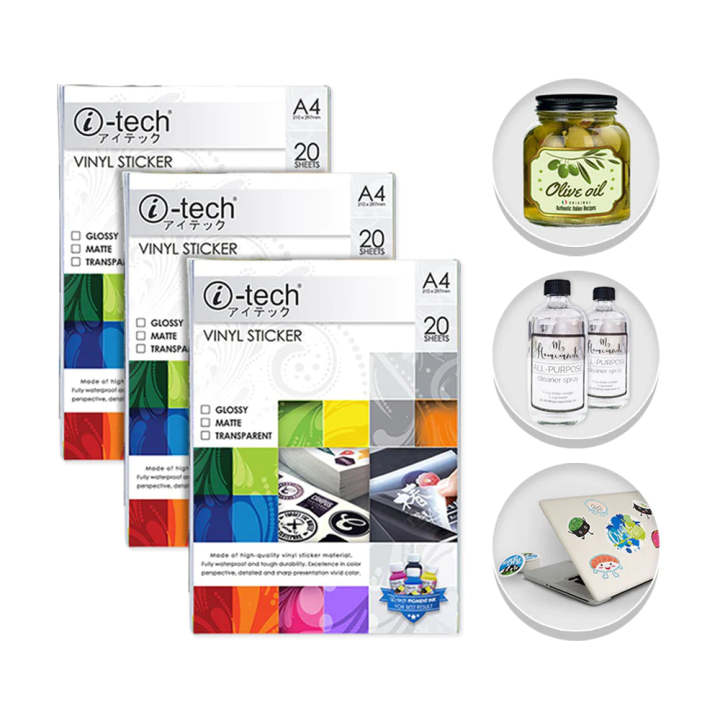 Veritec Sticker I-tech Waterproof Printable Vinyl Sticker A4 (20 sheets) | Lazada PH