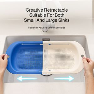 Multifunctional Double Draining Basket Telescopic Vegetable Sink Drain Basket Home Kitchen Vegetable Dehydration Double Layer Drain Basket