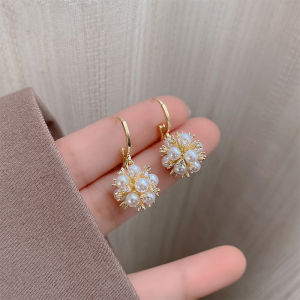 Frascati Elegant Celebrity Wind Rice Beads Fireworks Ball Pendant Gold Earrings Korean Fashion Jewelry For Womans Party Gift Accessories