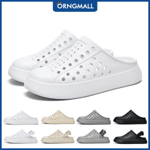 ORNGMALL Summer Men and Women Sandals Lightweight Breathable Plain Baotou Half Slippers Casual Waterproof Korean Style Rain Shoes Non-slip Hollow Multicolor Beach Shoes 35-46