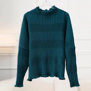 Nova quality⭐One person one pleat ⭐Fashion big size Miyake pleated long-sleeved top new stretch jacquard half high neck loose base shirt