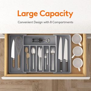 Cutlery Holder Drawer Expandable Storage tray Adjustable Cutlery Divider Spoon Holders