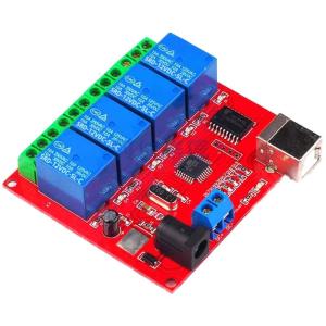 USB Controlled 4 Channel Relays Module ULN2803 5V 12V 24V Computer Intelligent Switching Controller for Automation