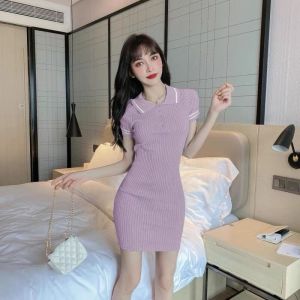 Missliu Fashion Knit Short-sleeved Dress Women Skirt 2025 Summer Womens New Style Korean Slim Dress