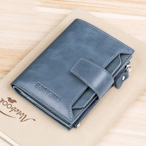 BANYANU 100% Authentic Anti NFC RFID Card Holder Wallet Large Capacity Cow Genuine Leather Zipper Coin Wallet for Men
