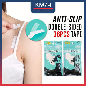 36pcs/Pack Anti Glare Double Sided Stickers Non Slip Transparent Strip Invisible Shirt Shoulder Strap Tape Pelekat Baju