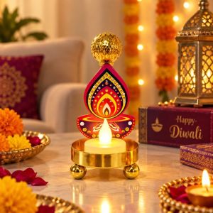 LYFS Deepavali Iron Craft Table Candle Holder Diwali Night Light Ornament Decorative Candleholder Home Decoration