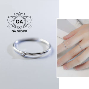 Nhẫn bạc 925 đính đá nhỏ tối giản trơn mảnh mặt gắn đá S925 MINIMAL QA SILVER Ring RI190501