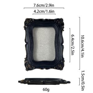DFYER56 Black Baroque Style Photo Frame Goth Resin Photo Display Holders Unique Antique Picture Frame Ornaments Tabletop Wall Decor