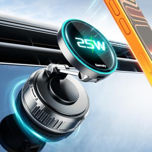 for 25W Magsafe Car Mount Charger,Adhesive & Vacuum Suction Cup Phone Mount Fast Charging Mag Safe iPhone Car Mount Magnetic Wireless Car Charger Car Phone Holder for iPhone 17 16 15 14 13 12