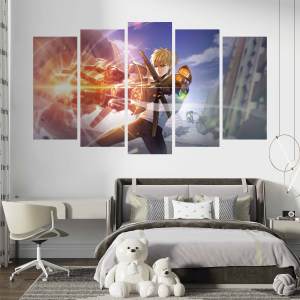 Tranh Liên Quân Mobile bộ 5 tấm dán tường chất liệu in pp cán màng mờ