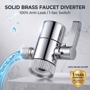 Faucet Diverter Valve 1/4 3/8 Inch Solid Brass Anti Rust 2 Way Switch Splitter For Kitchen Water Purifier Filter