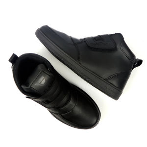 Flazo Sepatu  Anak Laki Laki Dan Prempuan Sepatu Sekolah Hitam Polos Hitam Putih Boots Perekat