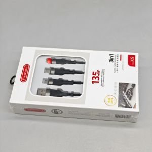 AU120W Data cable ultra-fast charging metal construction 3-in-1 design compatible with Android and Huawei devices OPPO Xiaomi fast charging cable