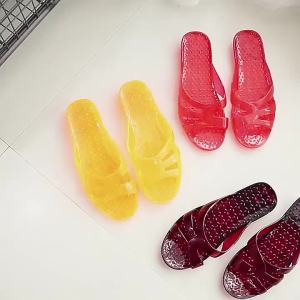 [Free Shipping] Summer Flat Crystal Slippers For Women Casual Sandals For Daily Use Non-Slip Low-Heel Slide Sandals For Bathing And Home Indoor Use