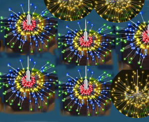 Đèn led trang trí ngoài trời 5 chùm 220v 8 hiệu ứng nháy nhiều màuvàng