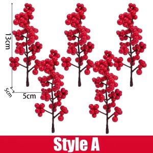 Dizoey 30PCS Artificial Berry Branches Christmas Red Fake Holly Berries Bouquet DIY Wreath Xmas Tree New Year Home Party Decoration