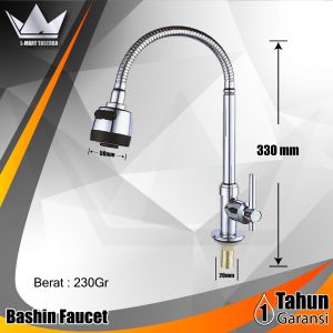 Keran/Kran Angsa Bak Cuci Piring 1/2" – Flexible Kuat dan Modern Hitam