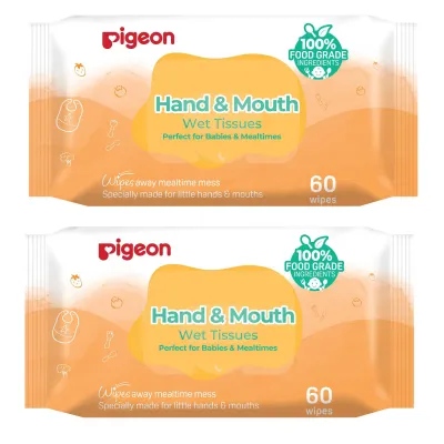 Pigeon Hand & Mouth Wipes 60pcs x 2pk