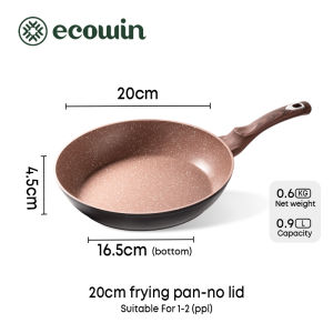 ecowin 20/26/30cm Non Stick Frying Pan without Lid Granite Stir-fry Pan for Induction Cooker Suitable for All Stoves (NO PFAS & PTFE & PFOA)