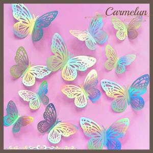 [Carmelun] New 12pcs hạnh phúc bánh sinh nhật Topper Rose gấp loại bướm trẻ em bên bánh Topper trang trí món tráng miệng bé tắm Quà Tặng