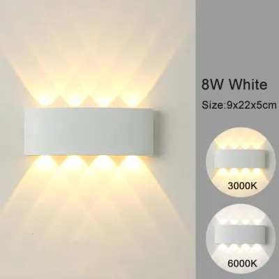 Modern Style Indoor outdoor Wall Lamp IP65 LED Wall Light Aluminum Waterproof Up Down Corridor Lights for Home Stairs Bedroom Bedside Bathroom Lighting Sconces Hard Wired