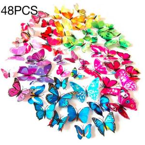 [Hot Deal] 48PCS Colorful Wall Stickers 3D Decals Butterfly DIY Home Decors Wall Art (Multicolor)